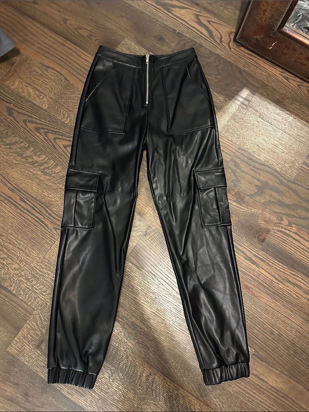 Blue Blush Black Faux Leather Pants